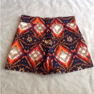 Zara High Waist Tribal Aztec Print Short New w Tag